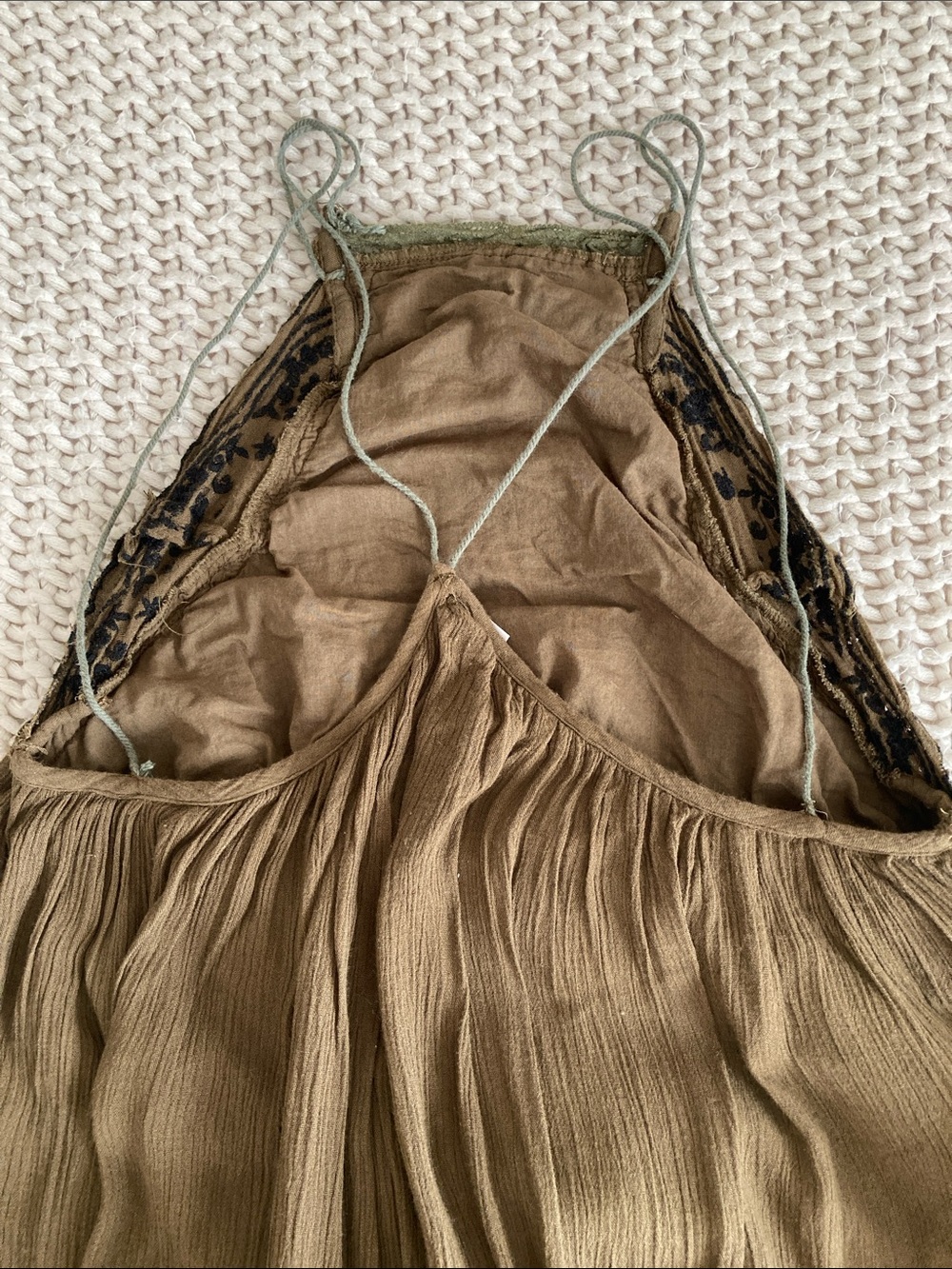 Free People Olive Green Embroidered Maxi Dress Size XS Vacation Maxi Fairycore - Picture 5 of 8